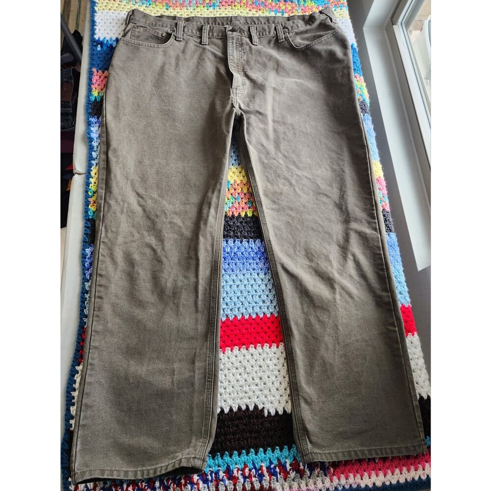 Carhartt Men's Relaxed Fit Canvas Pants Brown Straight Leg 5-Pocket Flat Front